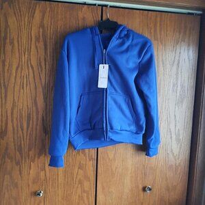 NEW With Tag ! Men Tracksuit Long Sleeve Hoodie Fleece Sports Zip Up Blue Sz XL